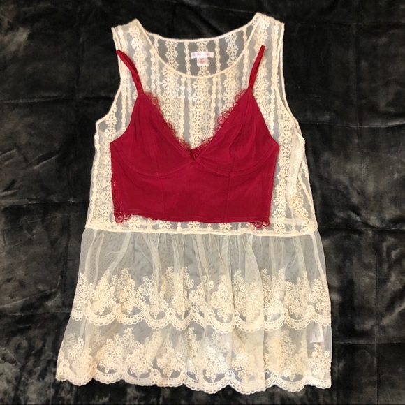 Xhilaration Lace Top Sheer Boho Style - Picture 6 of 6